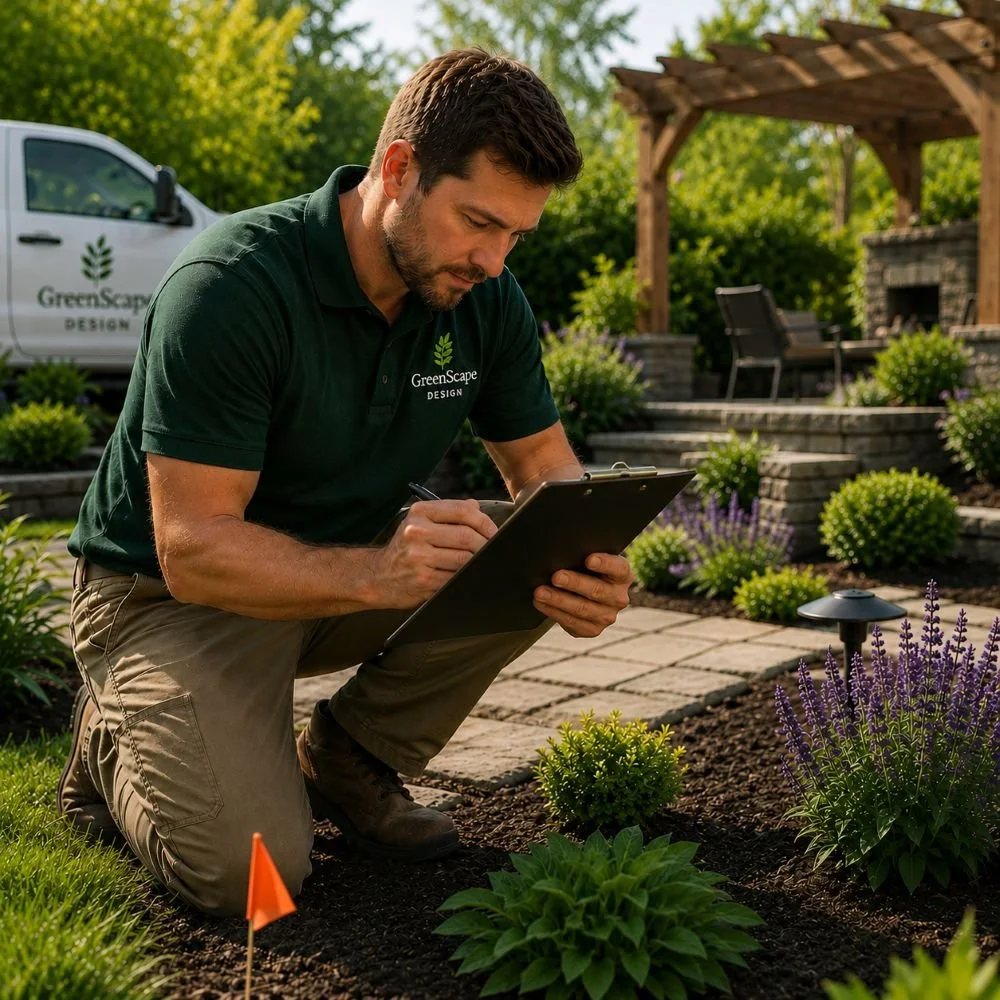 Image of a landscape design employee at work