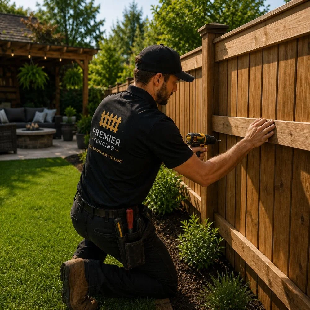 Image of a fencing employee at work
