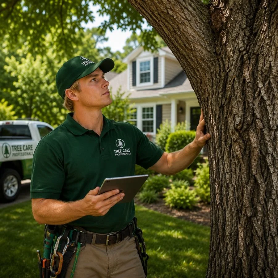 Image of a tree service employee at work