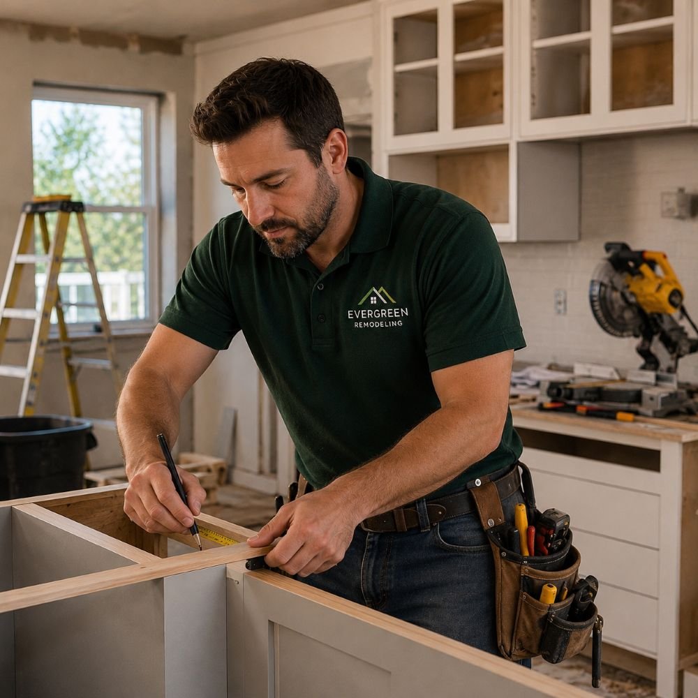 Image of a home remodeling employee at work