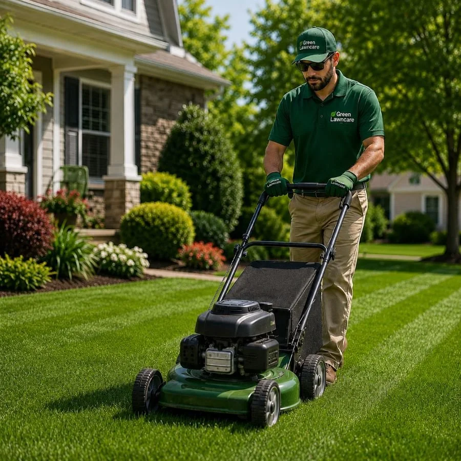 Image of a lawn care employee at work