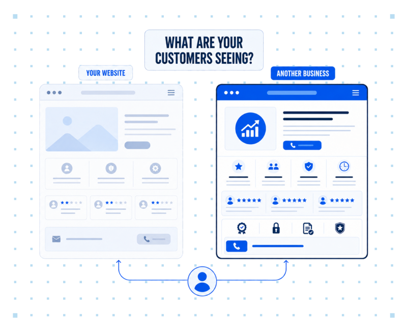 An image showing a comparison between two different websites