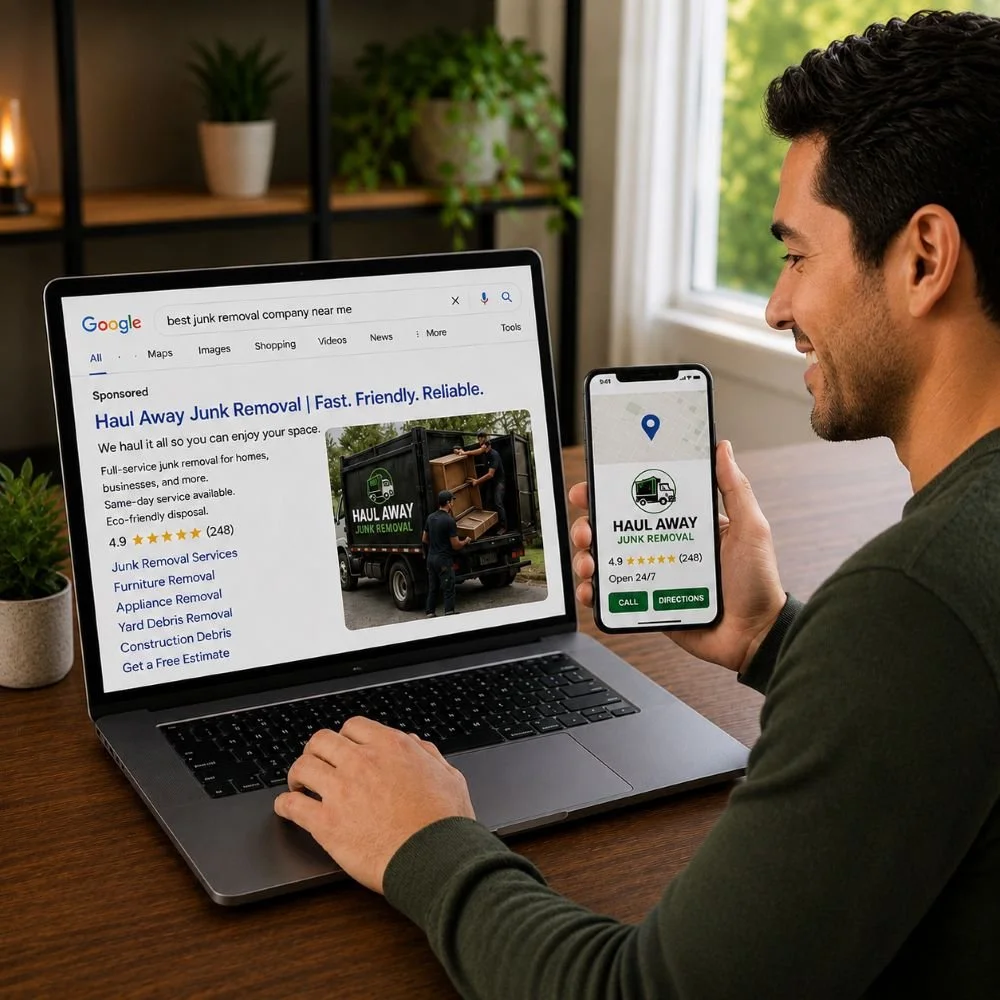 Image of a customer shopping for a junk removal company