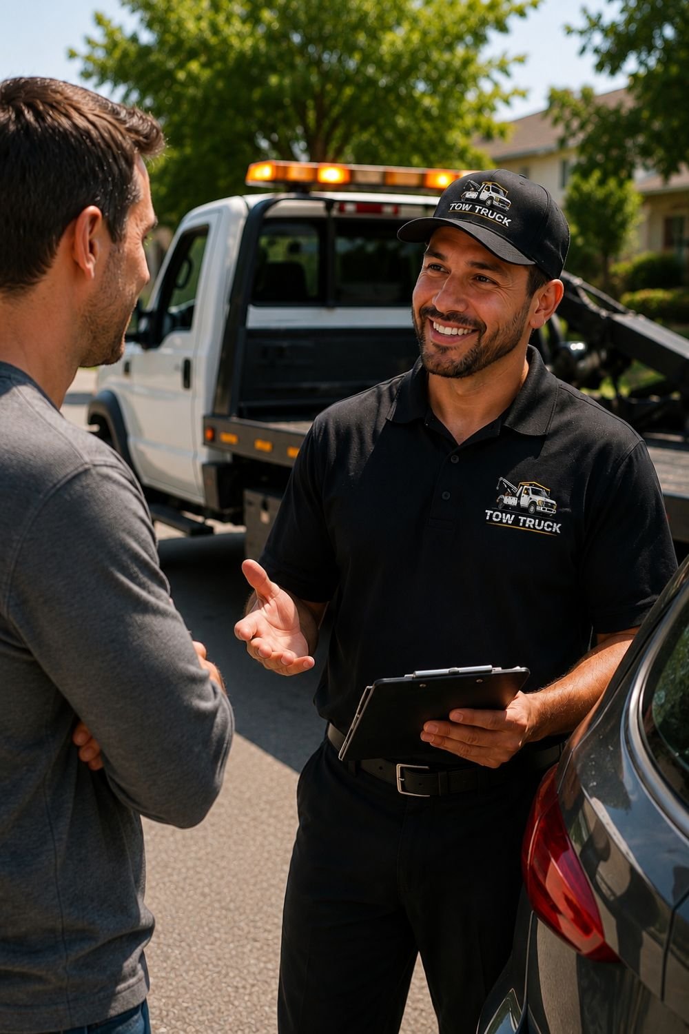 Image of a happy customer of a towing company