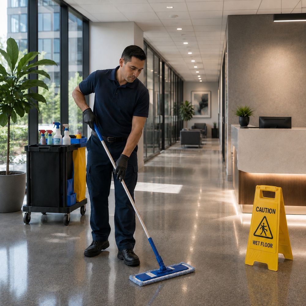 Image of a janitorial employee at work