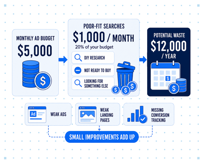 A image showing how you could be losing money with Google Ads