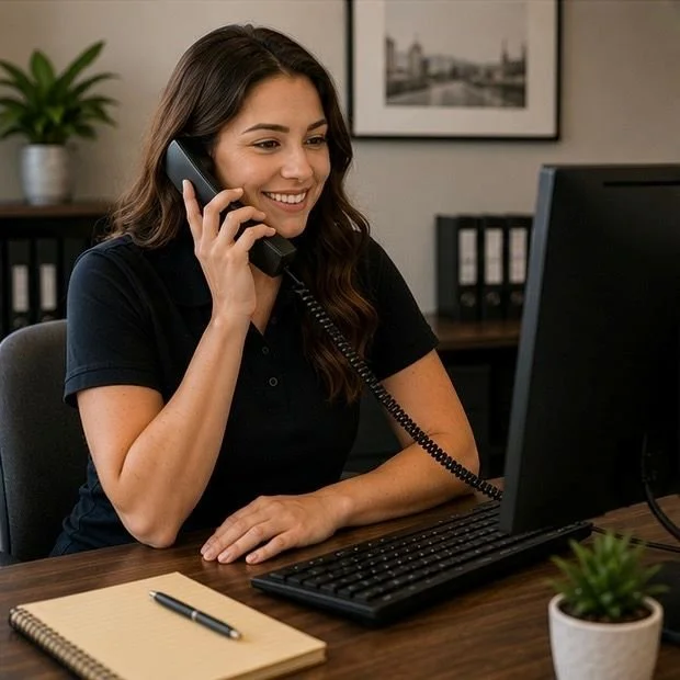 Image of a receptionist answering the phone