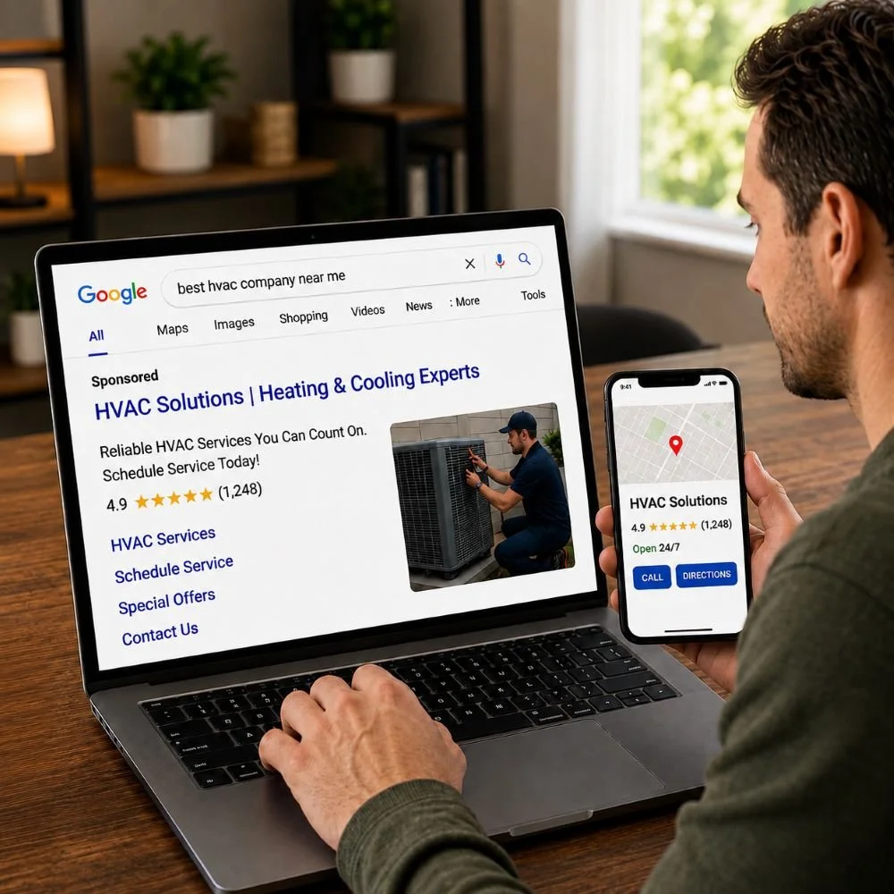 An image of a potential customer looking for an HVAC service