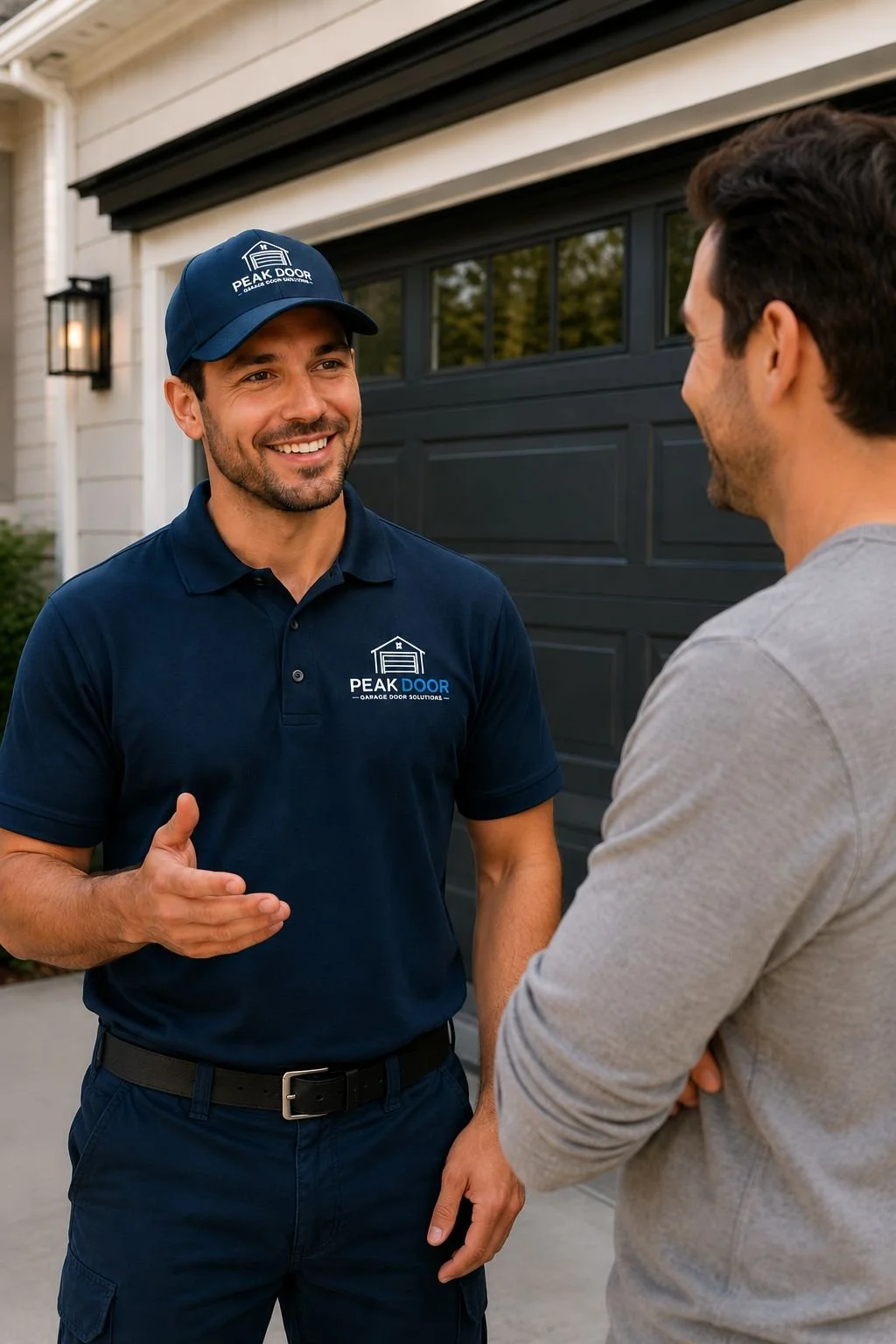 Image of a happy customer of a garage door company
