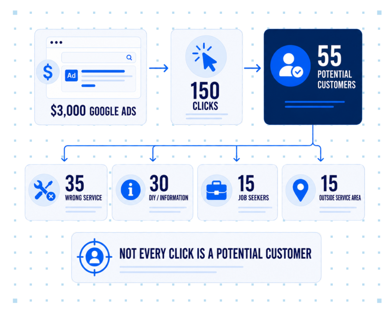 Graphic image describing where 150 clicks go