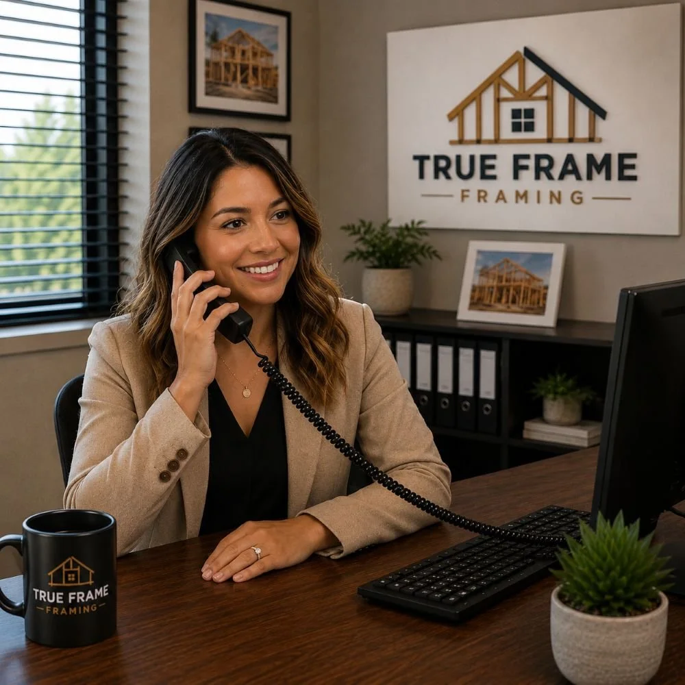 Image of a receptionist of a framing company