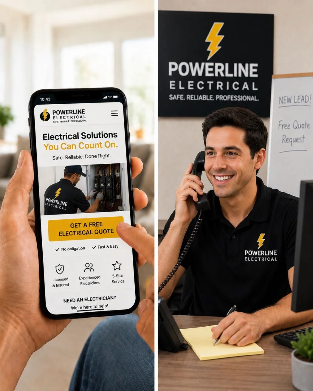 Image of a customer requesting a quote from an electrical company.