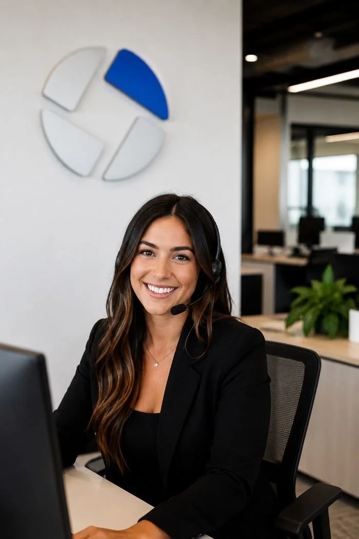 A smiling receptionist from customer service