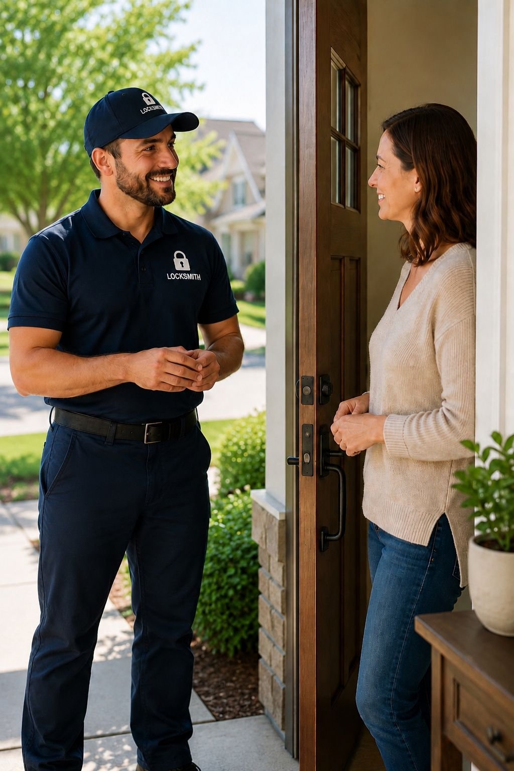 Image of a happy customer of a locksmith company