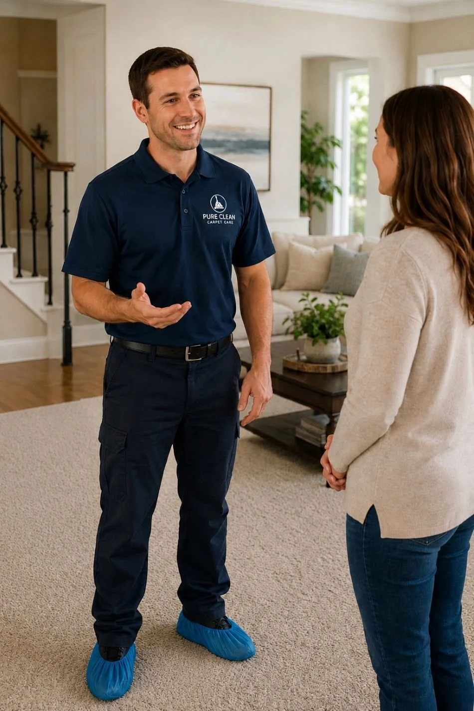 Image of a happy customer of a carpet cleaning company