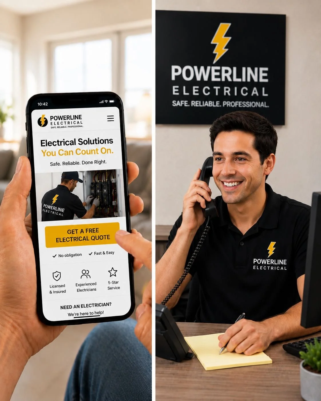 Image of a customer requesting a quote from an electrical company.