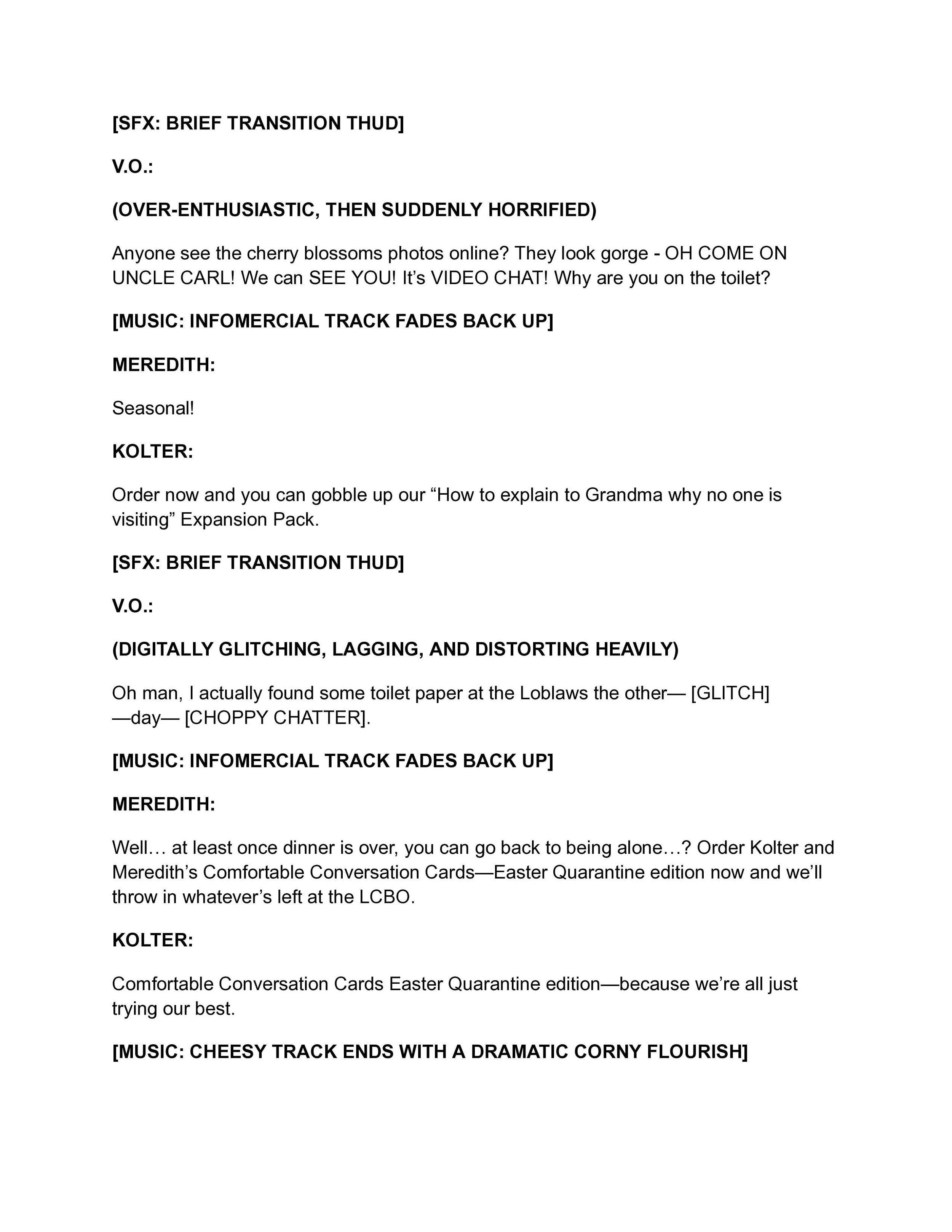 AUDIO PARODY PROMO: Comfortable Conversation Starters Page 1