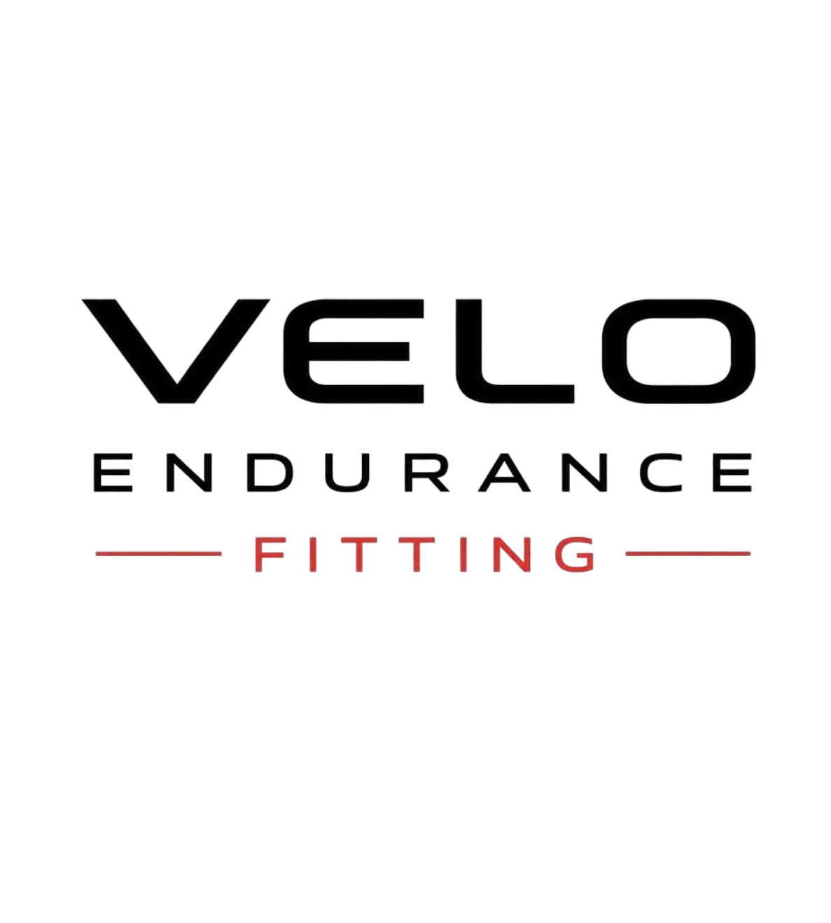 Velo Endurance Fitting logo with black and red text on a white background.