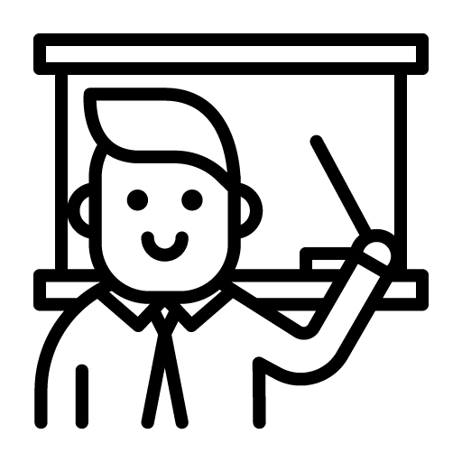 A silhouette of a person teaching a class.