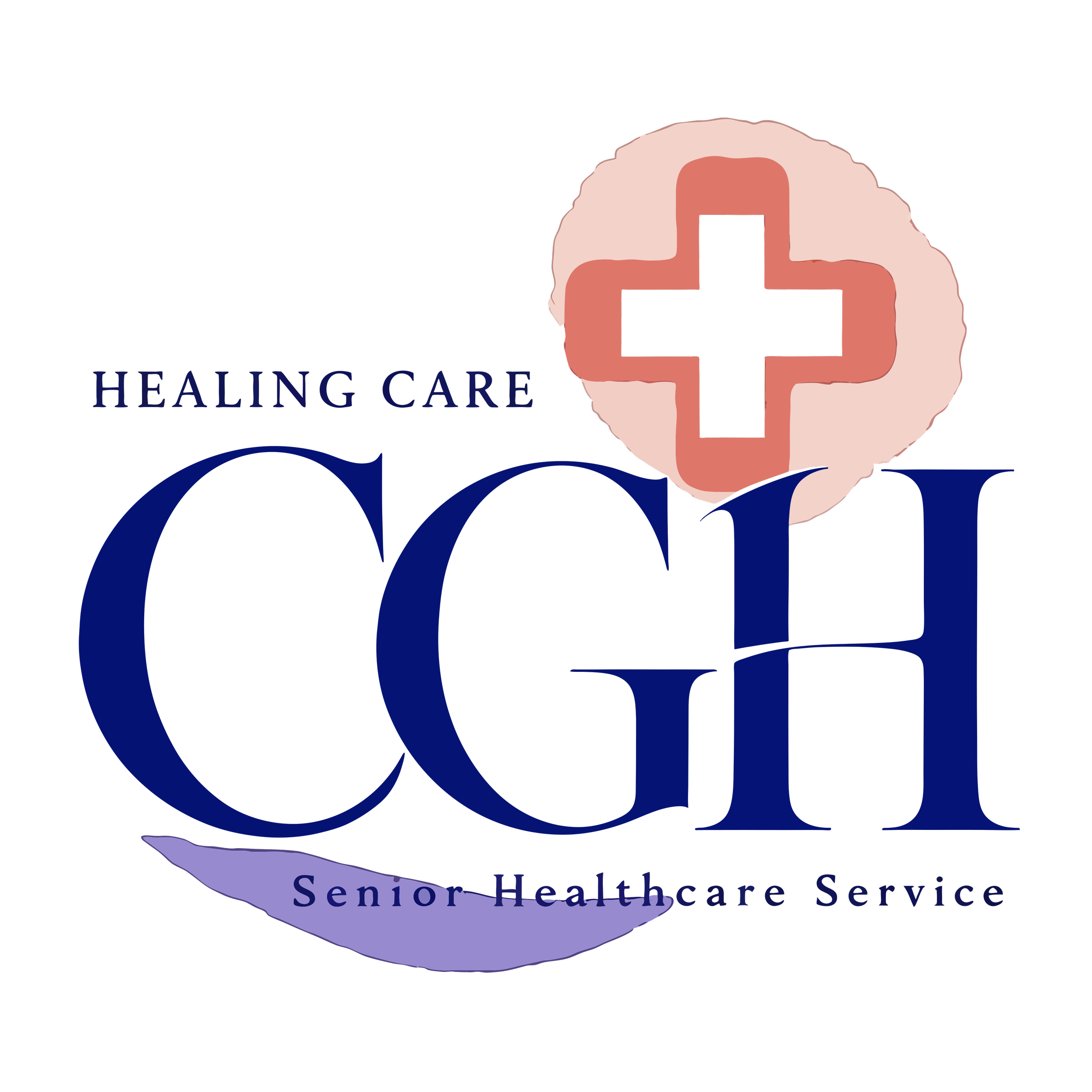 Logo for a senior healthcare service featuring a stylized cross with a circular background and the text 'Senior Healthcare Service'.