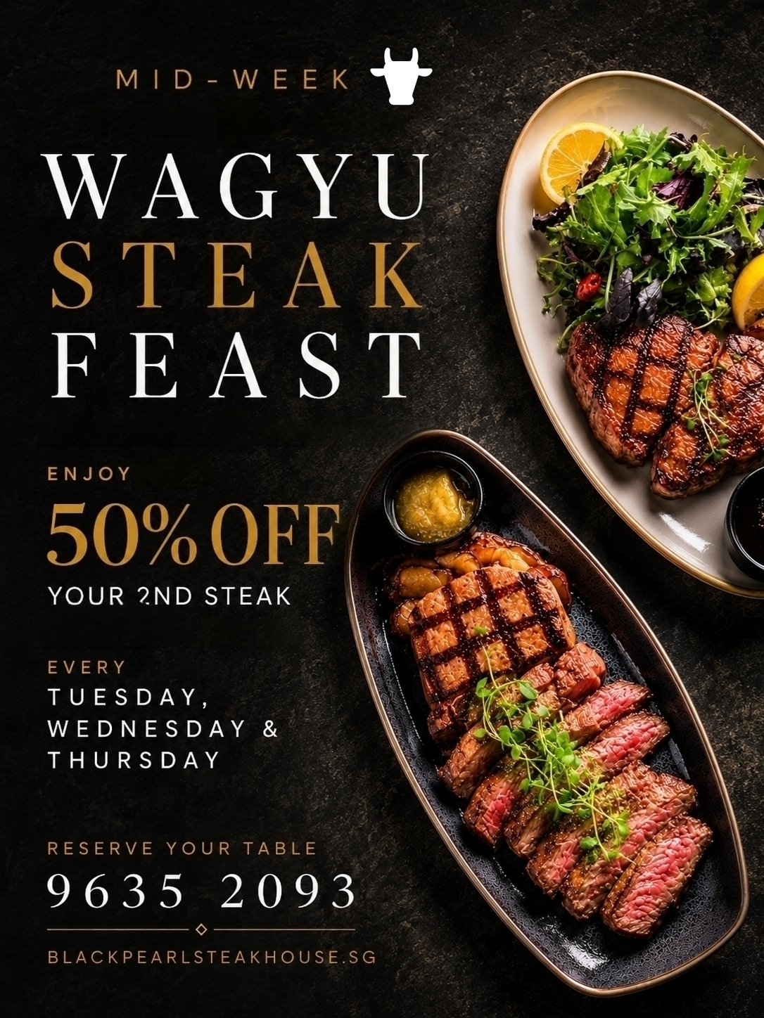 black pearl steakhouse wagyu 1 for 1