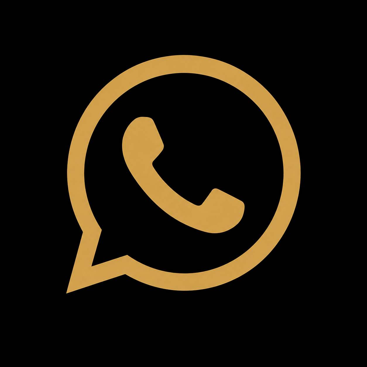 Illuminated yellow WhatsApp logo with a phone icon in the center on a black background.