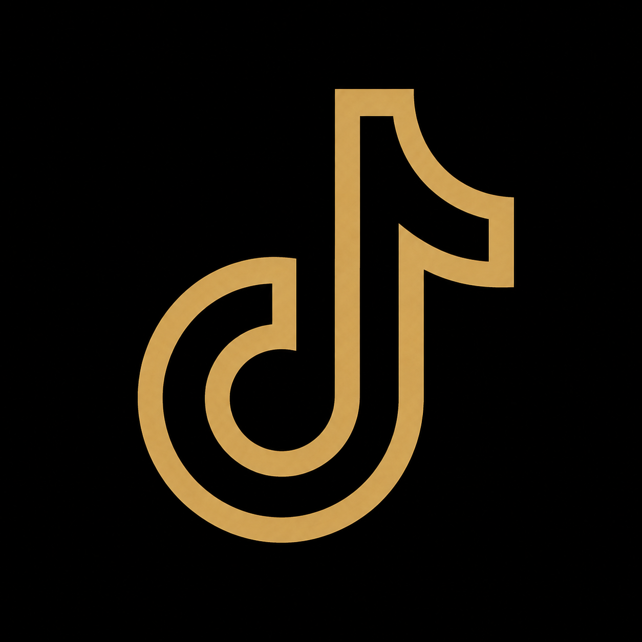 Gold TikTok logo on a black background.