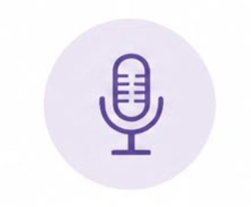 Purple microphone icon inside a light purple circle