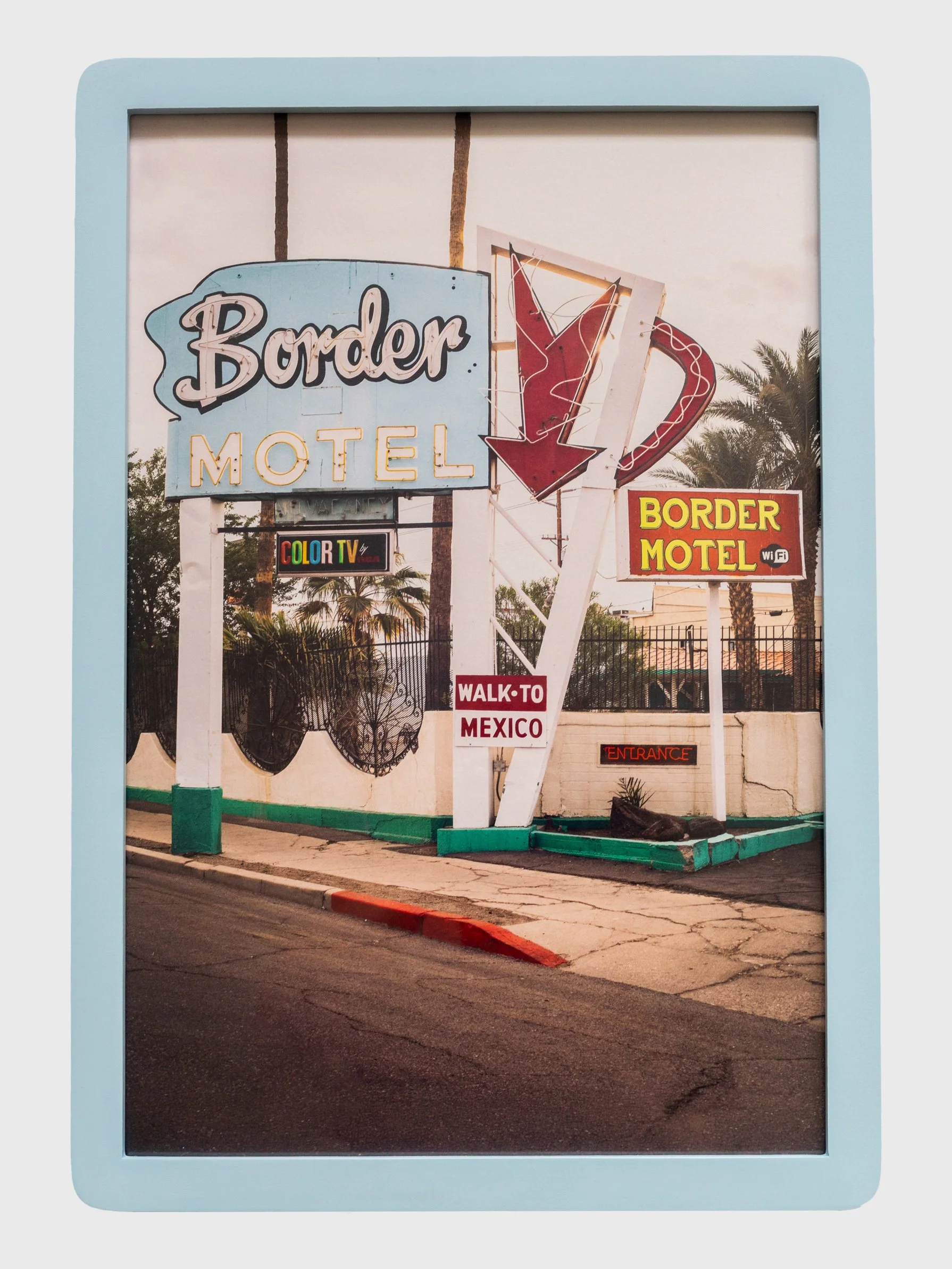 Border Motel Blue Framed Print