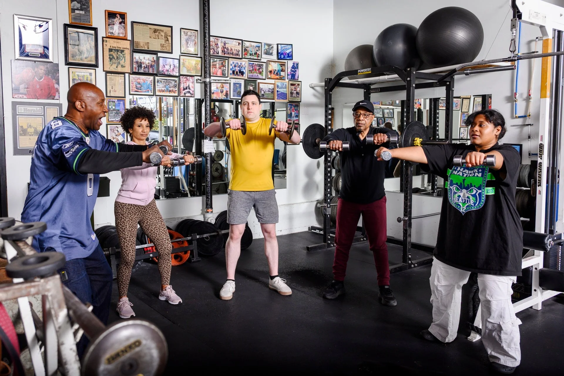 Bull leading a group fitness class in the gym