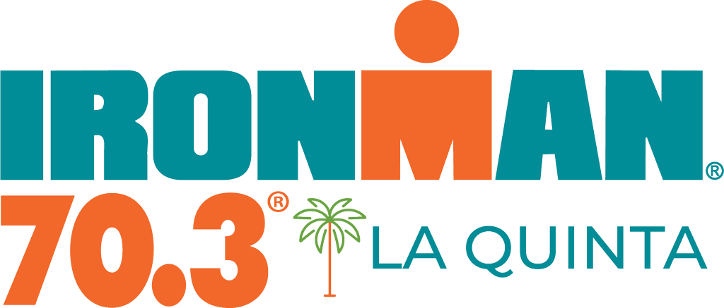 Ironman 70.3 La Quinta race logo with the text 'IRONMAN 70.3 LA QUINTA' and a small palm tree graphic between '70.3' and 'LA QUINTA'.