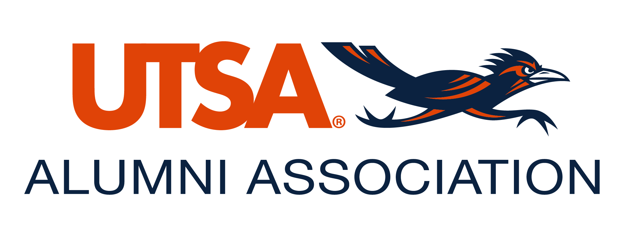 U.S.A. Alumni Association logo featuring the word 'USA' in large orange letters with a blue and orange eagle silhouette to the right, and the words 'Alumni Association' in smaller dark blue letters below.