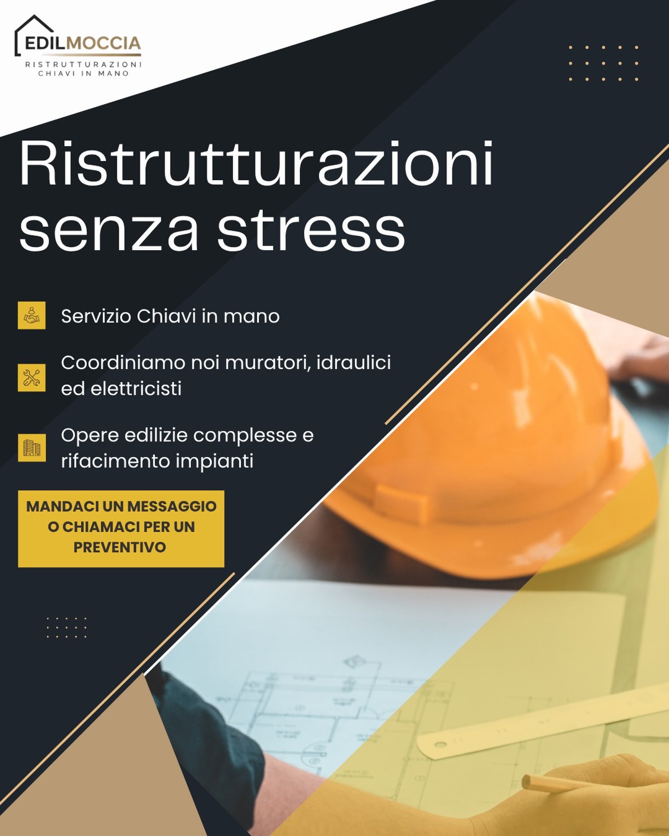 Tra maestranze da coordinare, materiali da scegliere e scadenze da rincorrere, la gestione di un cantiere pu&ograve; diventare una fonte continua di stress. Ma con il nostro servizio Chiavi in mano, pensiamo a tutto noi

Dal piccolo intervento alla r