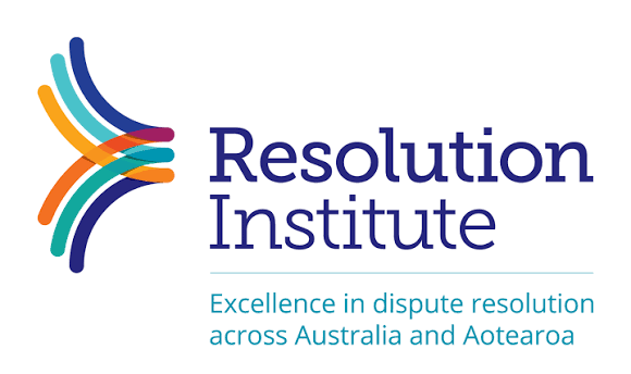 Resolution institute logo, reading Excellence in dispute resolution across Australia and Aotearoa