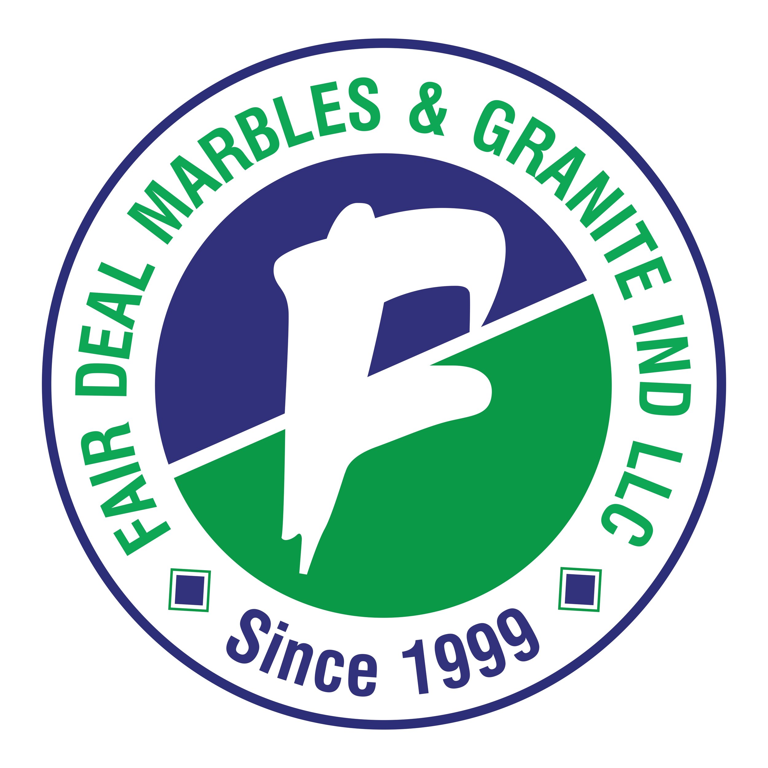 Logo of a food company with a circular design, featuring a chef's hat at the center, green and blue colors, and text indicating the company has been in business since 1993.