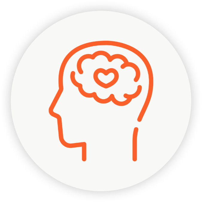 Icon of a heart in a brain.
