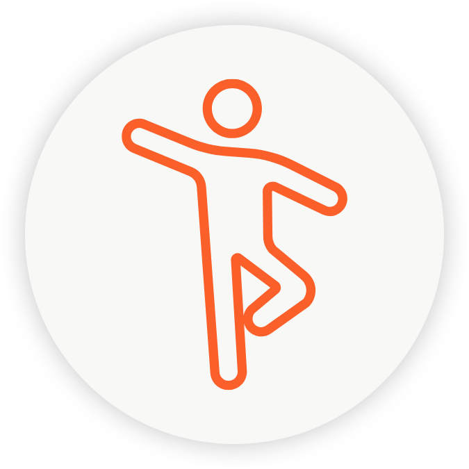 Icon of person balancing.