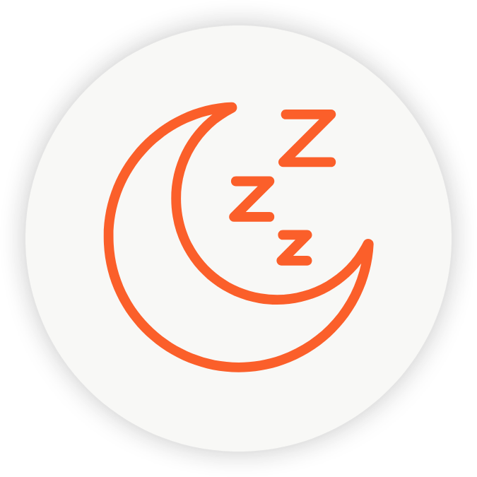 Icon of moon to represent sleep.