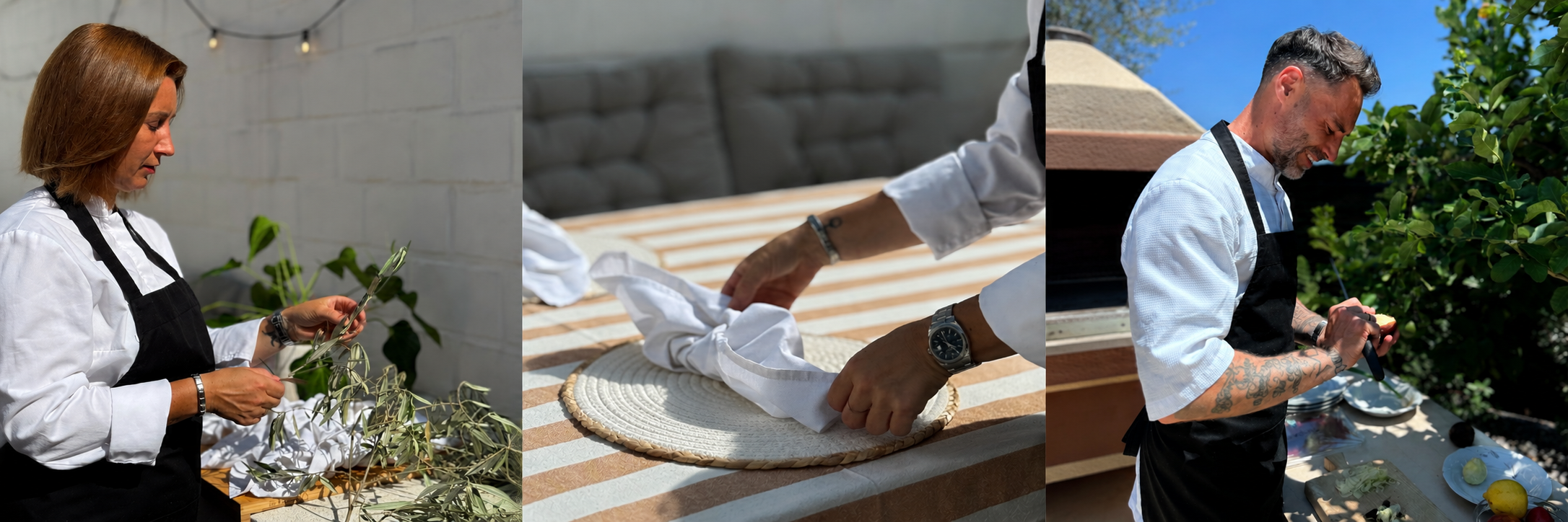 Preparing, cooking and setting the table for a restaurant-quality private dining experience.