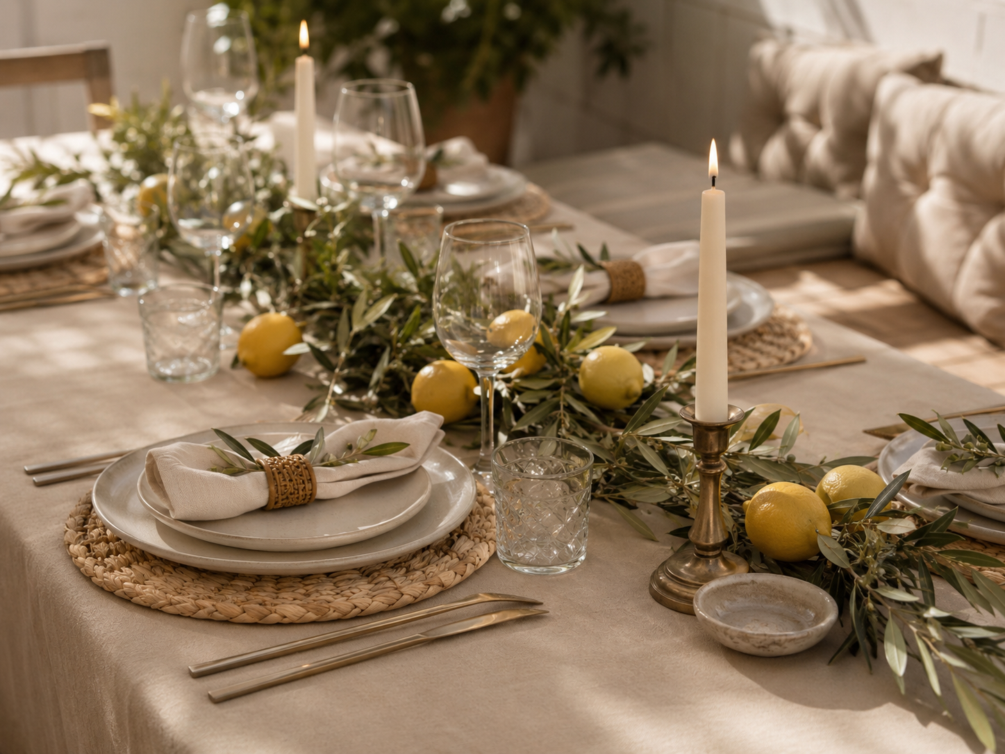 Elegant private dining table prepared by Vanessa & Carlo.