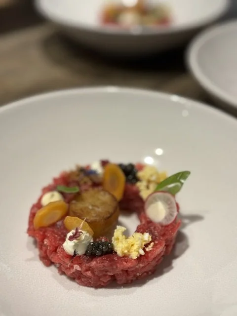 Restaurant-quality steak tartare prepared by Vanessa & Carlo.