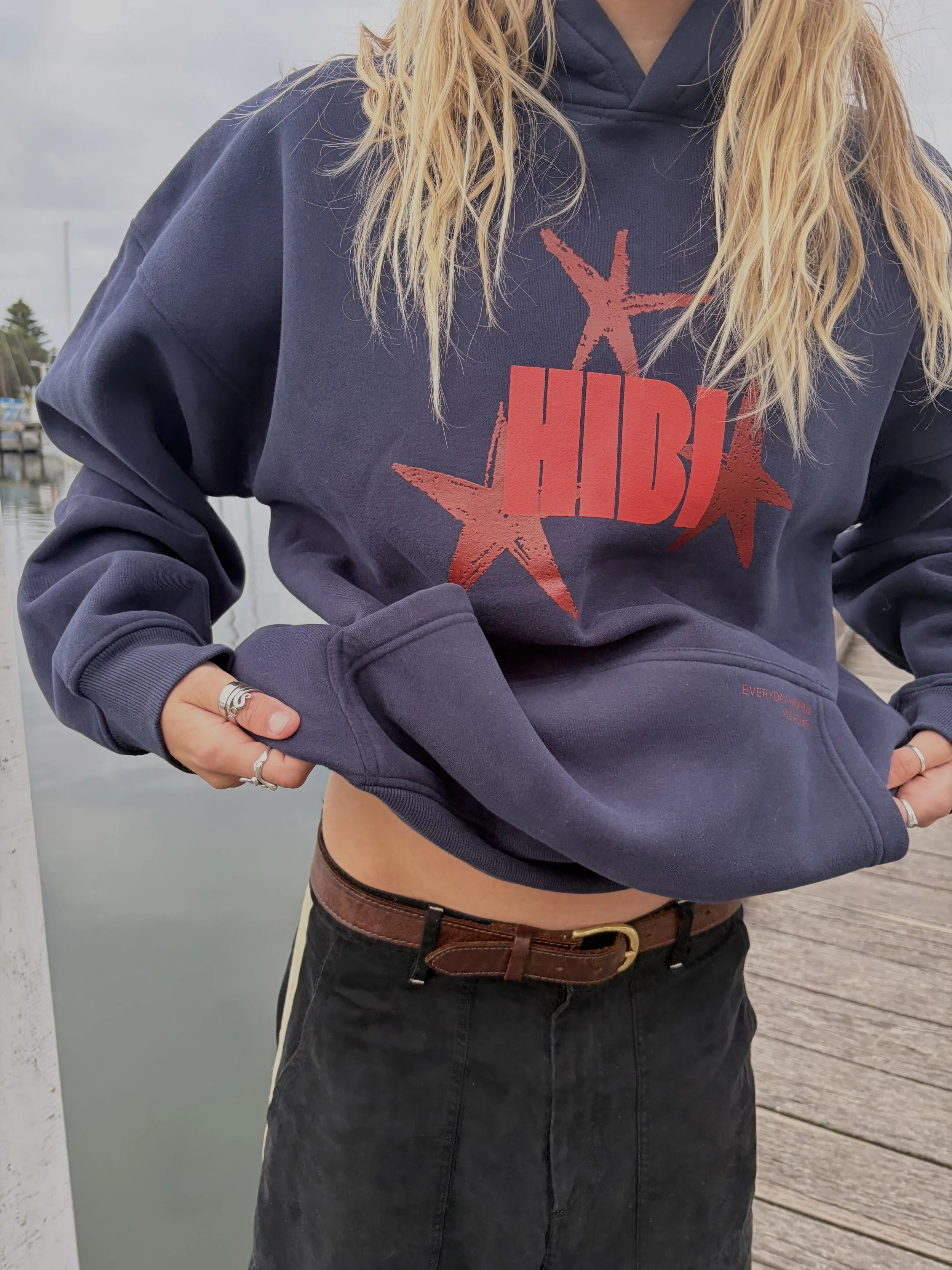Star Hoodie Navy Charcoal