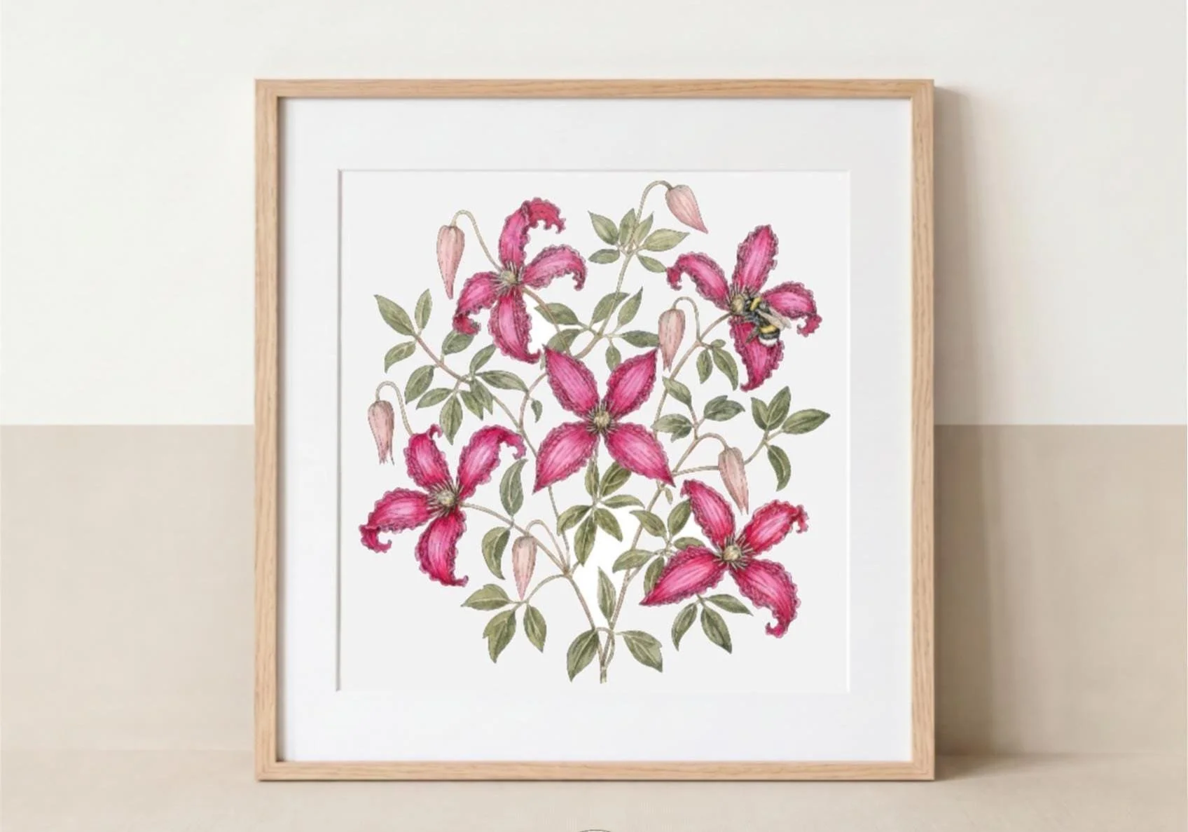 Pink Clematis & Bumblebee