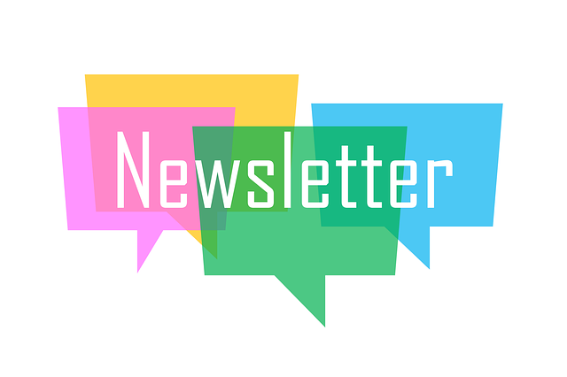 Colorful speech bubbles with the word 'Newsletter' inside.