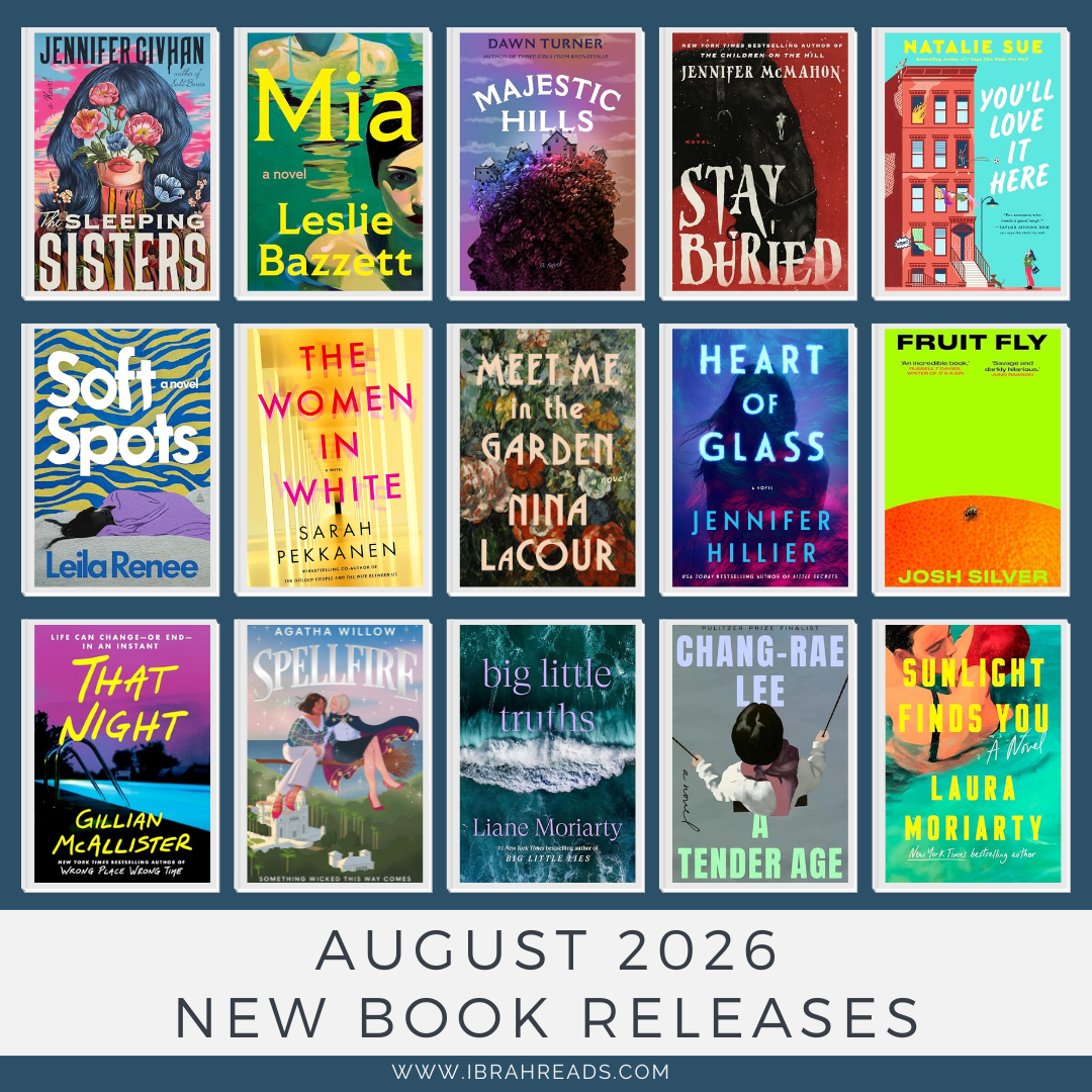 Grid display of 15 book covers for new releases in August 2026.