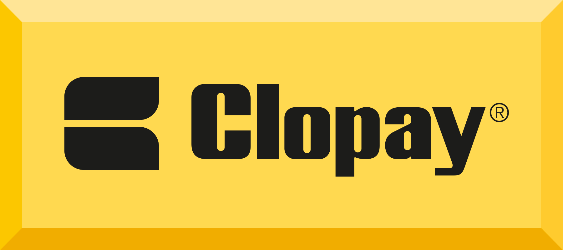 Brand logo for Clopay Garage Doors with a yellow background and black text that reads "Clopay".