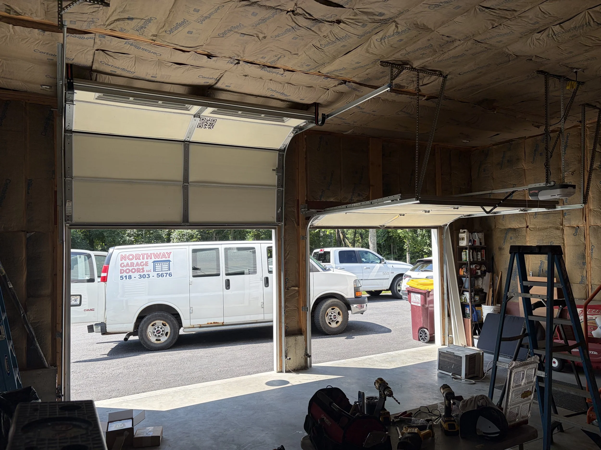 Garage conversion - high lift track conversion with side mount opener - Ballston Spa, NY