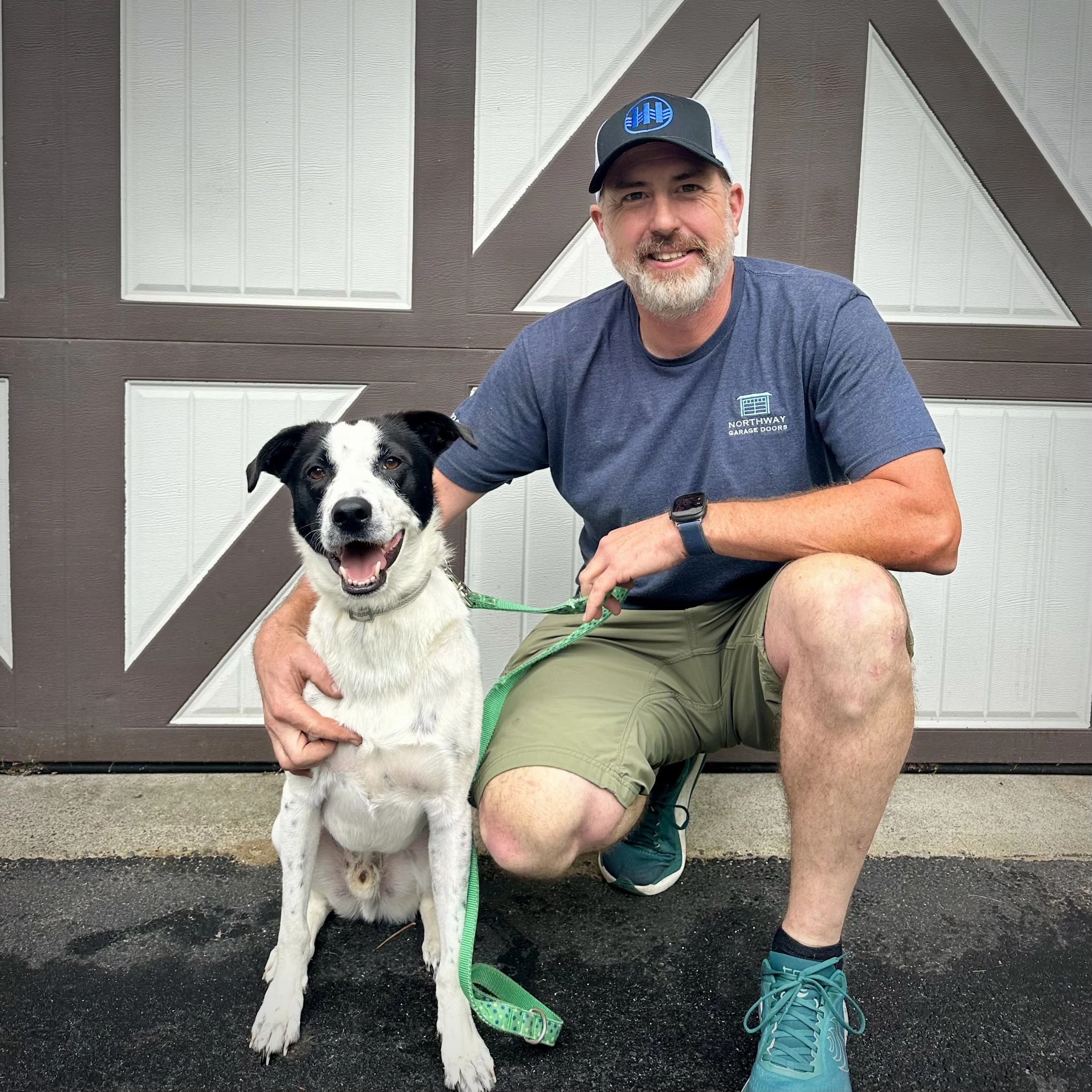 Garage door installer and his dog - Ballston Spa, NY