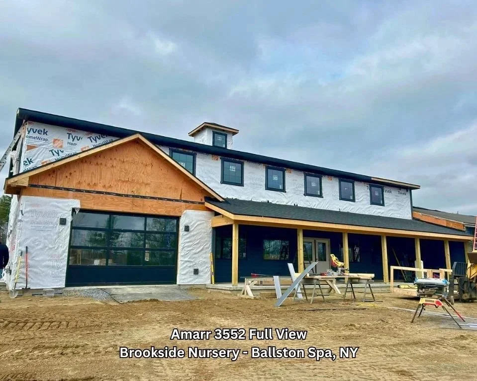Full view garage door installation, Amarr 3552, Brookside Nursery, Ballston Spa, NY