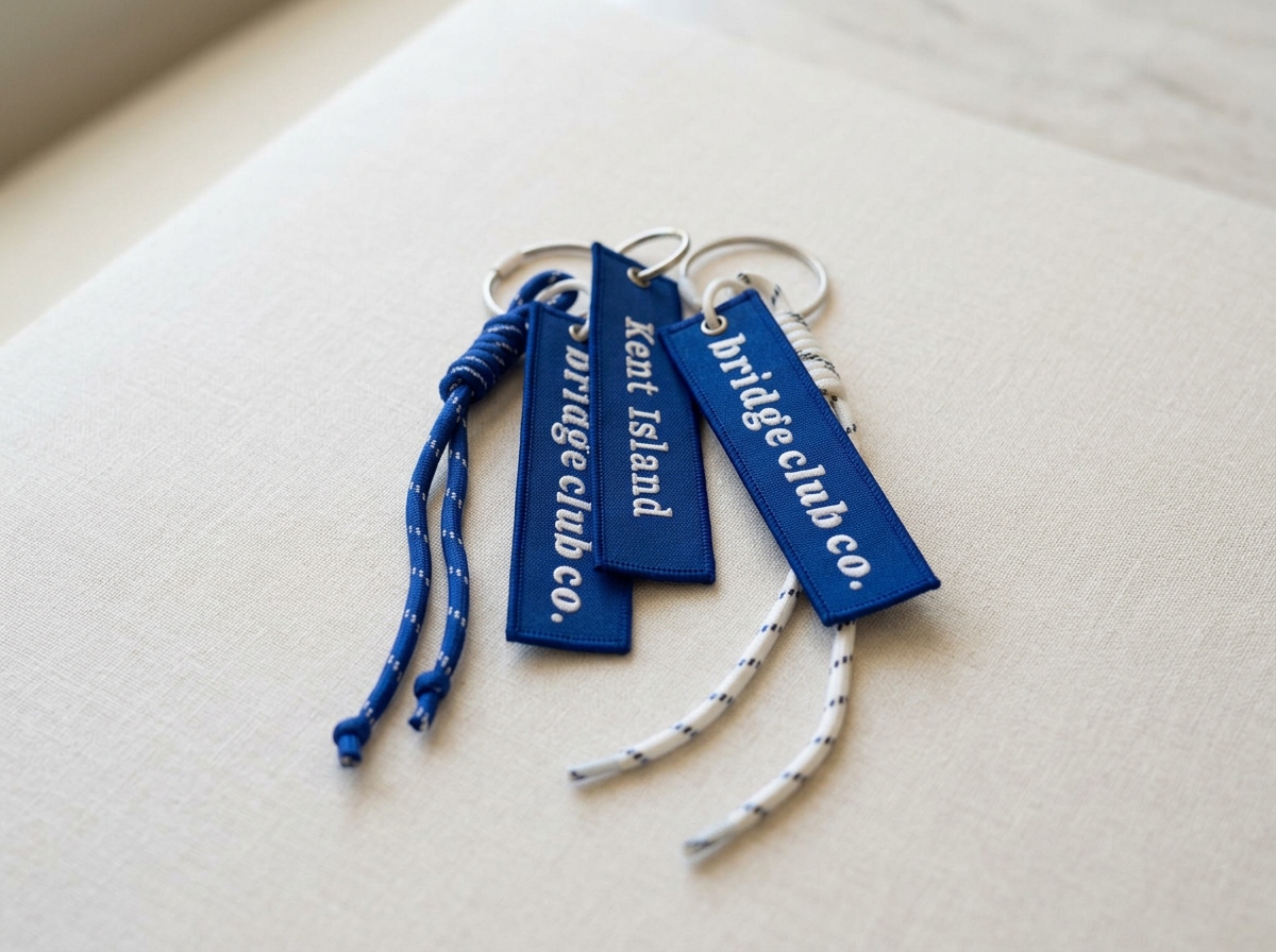 Embroidered Jet Tag Bag Charms & Key Ring